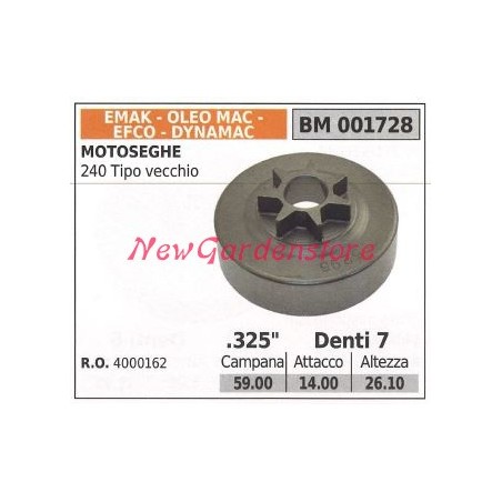 Pignone EMAK motore motosega 240 tipo vecchio .325' denti 7 001728 | Newgardenstore.eu