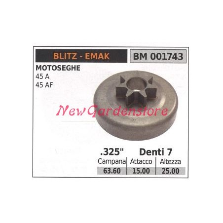 EMAK chainsaw engine sprocket 45A 45AF .325' teeth 7 001743 | Newgardenstore.eu