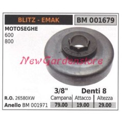 Pignon de moteur de tronçonneuse EMAK 600 800 3/8' dents 8 001679