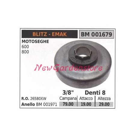 Piñón motor motosierra EMAK 600 800 3/8' dientes 8 001679 | Newgardenstore.eu