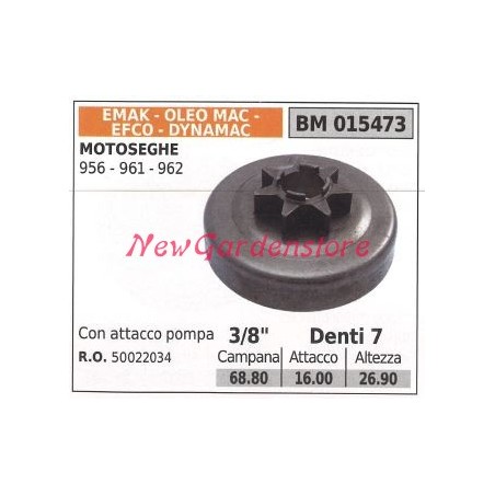 Piñón del motor de la motosierra EMAK 956 961 962 3/8' dientes 7 015473 | Newgardenstore.eu