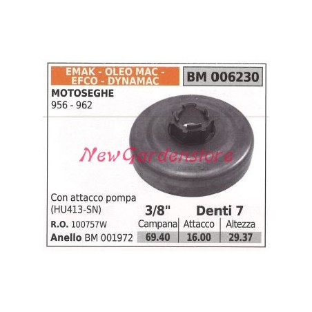 Pignon de moteur de tronçonneuse EMAK 956 962 3/8' dents 7 006230 | Newgardenstore.eu