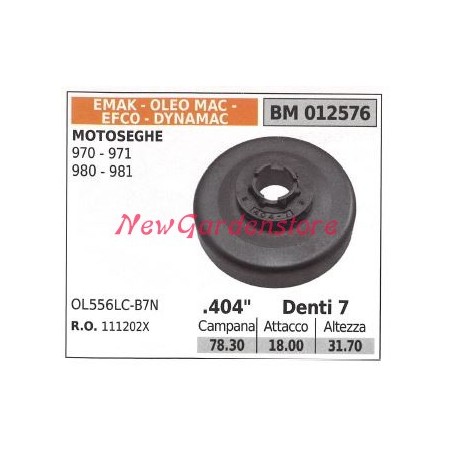 EMAK chainsaw engine sprocket 970 971 980 981 .404' teeth 7 012576 | Newgardenstore.eu