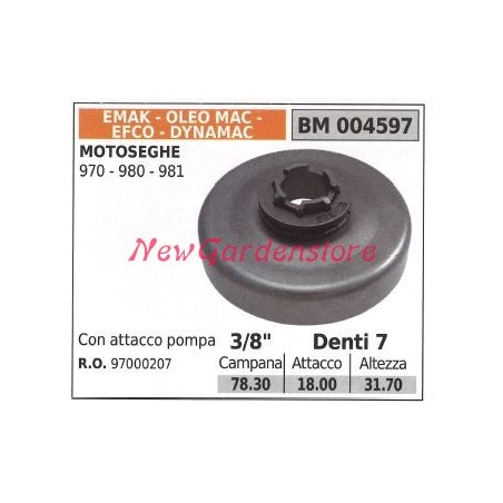 Piñón del motor de la motosierra EMAK 970 980 981 3/8' dientes 7 004597 | Newgardenstore.eu