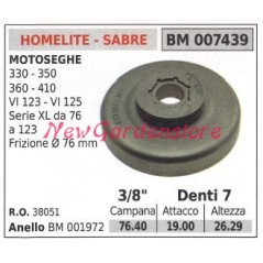 Pignon moteur tronçonneuse HOMELITE 330 350 360 410 3/8' dents 7 007439