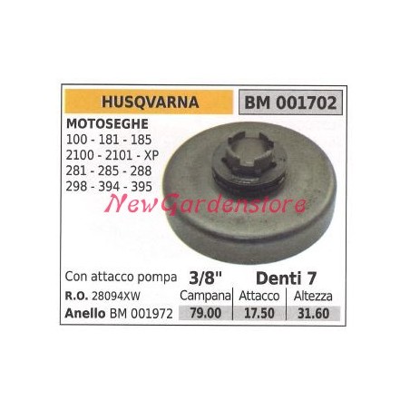 HUSQVARNA chainsaw engine sprocket 100 181 185 2100 2101 XP 3/8' teeth 7 001702 | Newgardenstore.eu