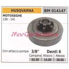 Pignon de moteur de tronçonneuse HUSQVARNA 136 141 3/8' dents 6 014147 | Newgardenstore.eu