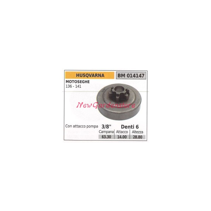 Piñón motor motosierra HUSQVARNA 136 141 3/8' dientes 6 014147