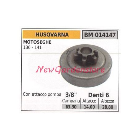 Pignon de moteur de tronçonneuse HUSQVARNA 136 141 3/8' dents 6 014147 | Newgardenstore.eu