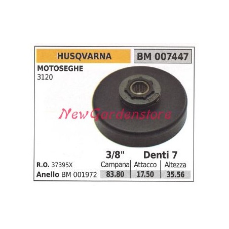 HUSQVARNA chainsaw engine sprocket 3120 3/8' teeth 7 007447 | Newgardenstore.eu