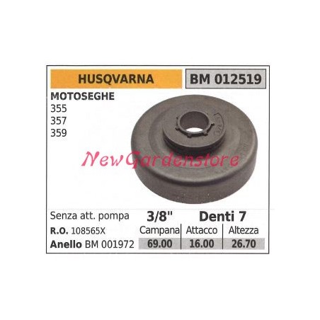 Pignon de moteur de tronçonneuse HUSQVARNA 355 357 359 3/8' dents 7 012519 | Newgardenstore.eu