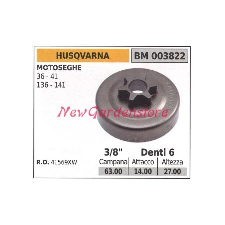 Pignon de moteur de tronçonneuse HUSQVARNA 36 41 136 141 3/8' dents 6 003822 | Newgardenstore.eu