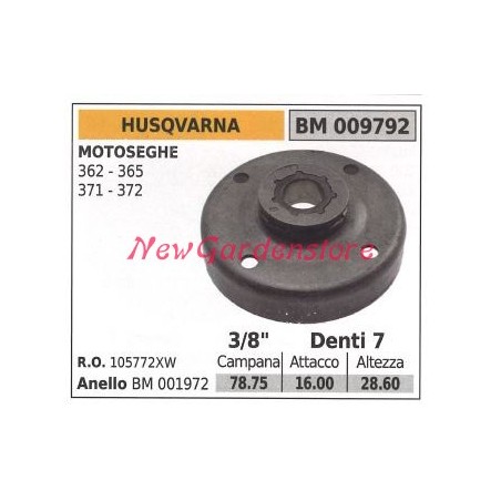 Pignon de moteur de tronçonneuse HUSQVARNA 362 365 371 372 3/8' dents 7 009792 | Newgardenstore.eu