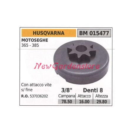 Pignon de moteur de tronçonneuse HUSQVARNA 365 385 3/8' dents 8 015477 | Newgardenstore.eu