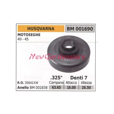 Piñón motor motosierra HUSQVARNA 40 45 .325' dientes 7 001690 | Newgardenstore.eu