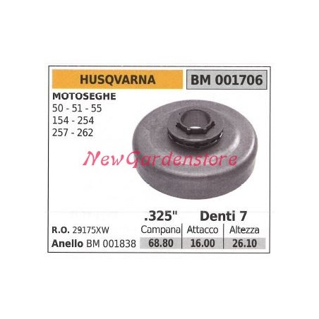 HUSQVARNA chainsaw engine sprocket 50 51 55 154 254 257 262 001706 | Newgardenstore.eu