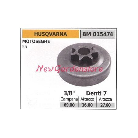 Piñón motor motosierra HUSQVARNA 55 3/8 dientes 7 015474 | Newgardenstore.eu