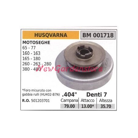 Piñón motor motosierra HUSQVARNA 65 77 160 163 180 260 .404' dientes 7 001718 | Newgardenstore.eu