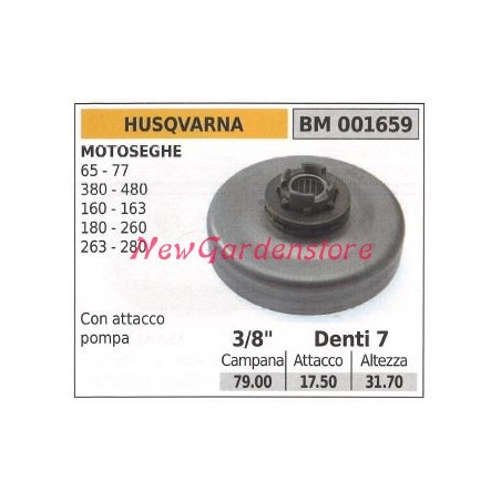 Piñón motor motosierra HUSQVARNA 65 77 160 163 180 260 3/8' dientes 7 001659 | Newgardenstore.eu