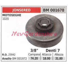 Pignon JONSERED pour moteur de tronçonneuse 1020 3/8' dents 7 001678