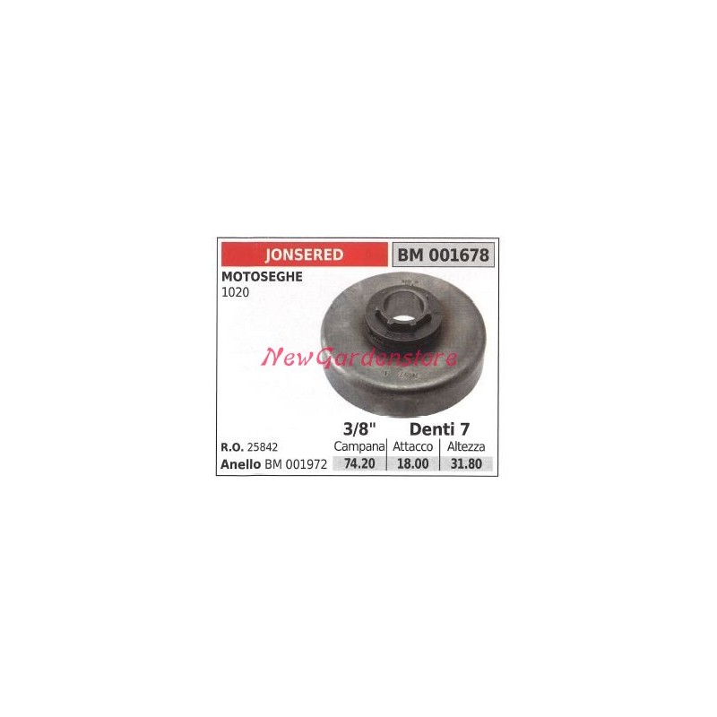 Pignon JONSERED pour moteur de tronçonneuse 1020 3/8' dents 7 001678