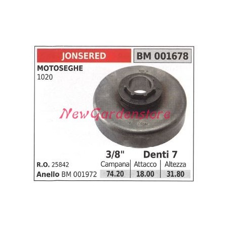 Pignon JONSERED pour moteur de tronçonneuse 1020 3/8' dents 7 001678 | Newgardenstore.eu