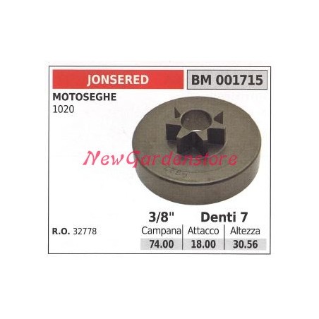 Pignone JONSERED motore motosega 1020 3/8' denti 7 001715 | Newgardenstore.eu