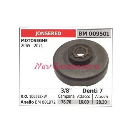 Piñón del motor de la motosierra JONSERED 2065 2071 3/8' dientes 7 009501 | Newgardenstore.eu