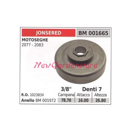 JONSERED Kettensägen-Motorritzel 2077 2083 3/8' Zähne 7 001665 | Newgardenstore.eu