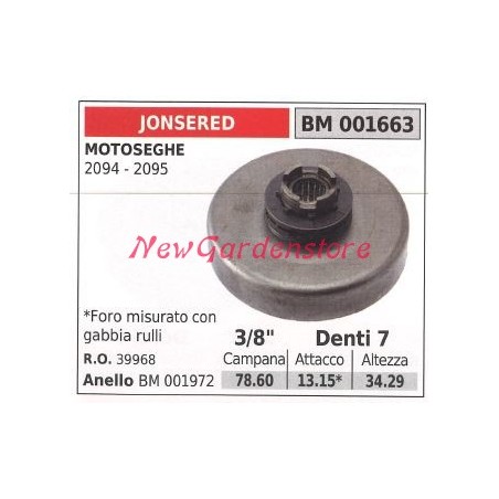 Pignon de moteur de tronçonneuse JONSERED 2094 2095 3/8' dents 7 001663 | Newgardenstore.eu