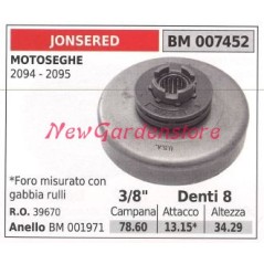 Piñón para motor de motosierra JONSERED 2094 2095 3/8' dientes 8 007452