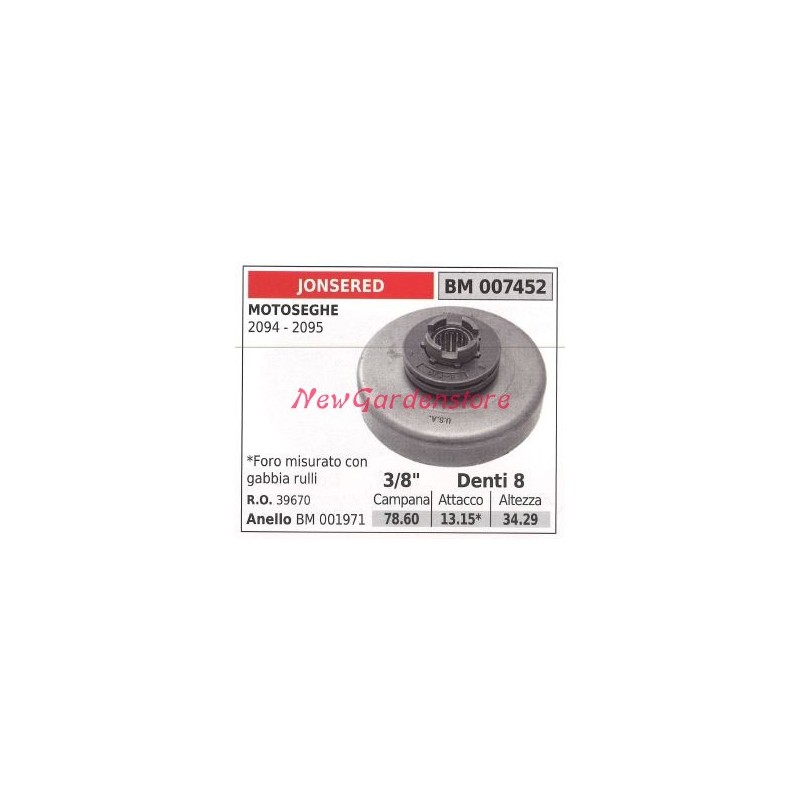 Pignon de moteur de tronçonneuse JONSERED 2094 2095 3/8' dents 8 007452