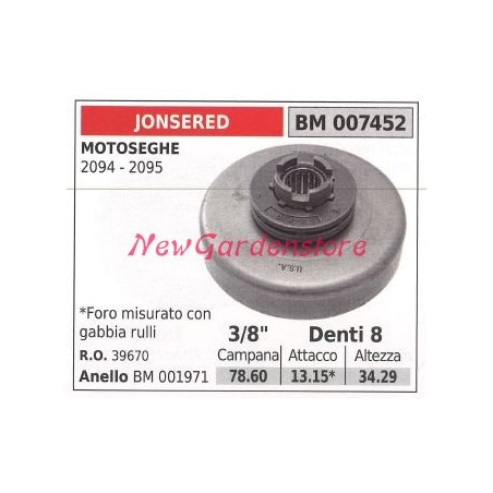 Pignone JONSERED motore motosega 2094 2095 3/8' denti 8 007452 | Newgardenstore.eu