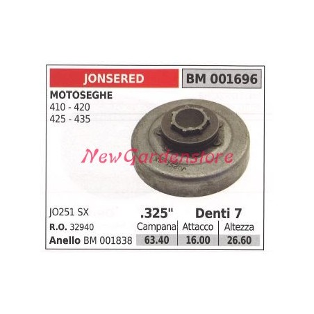 Pignon de moteur de tronçonneuse JONSERED 410 420 425 435 .325' dents 7 001696 | Newgardenstore.eu