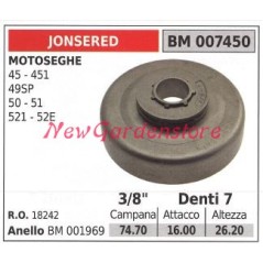 Pignon de moteur de tronçonneuse JONSERED 45 451 49SP 50 51 521 52E 3/8' dents 7 007450