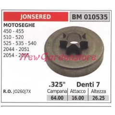 Pignon de moteur de tronçonneuse JONSERED 450 455 510 525 535 .325' dents 7 010535