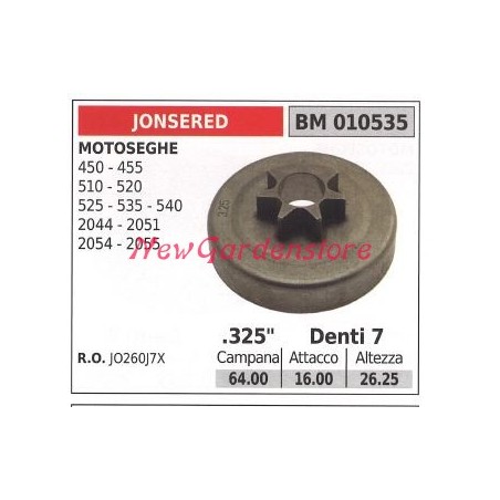 JONSERED chainsaw engine sprocket 450 455 510 525 535 .325' teeth 7 010535 | Newgardenstore.eu