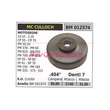 Pignon MC CULLOCH moteur tronçonneuse 10.10 2.10 PM 10.10 CP55 .404' dents 7 012574 | Newgardenstore.eu
