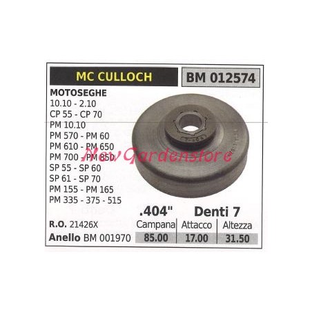 Ritzel MC CULLOCH Kettensägemotor 10.10 2.10 PM 10.10 CP55 .404' Zähne 7 012574 | Newgardenstore.eu