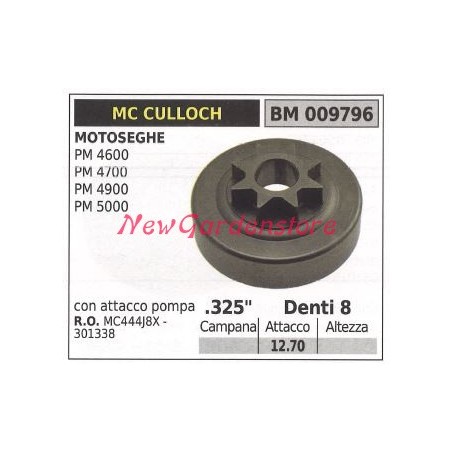 Pignon MC CULLOCH moteur tronçonneuse PM 4600 4700 4900 .325' dents 8 009796 | Newgardenstore.eu