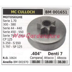 Pignon MC CULLOCH moteur tronçonneuse SERIES 1.70 300 380 .404' dents 7 001651