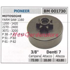 Piñón PIONEER motor motosierra FARM SAW 1160 1200 1420 3/8' dientes 7 001730 | Newgardenstore.eu