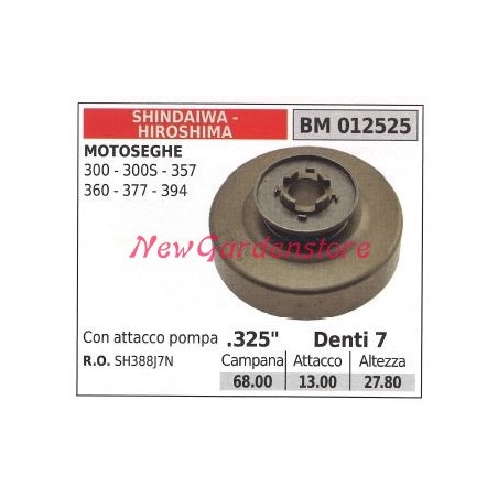 Piñón motor motosierra SHINDAIWA 300 300S 357 360 377 394 .325' dientes 7 012525 | Newgardenstore.eu