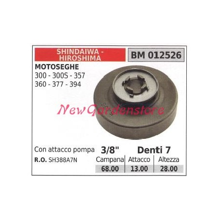 Piñón motor motosierra SHINDAIWA 300 300S 357 360 377 394 3/8' dientes 7 012526 | Newgardenstore.eu