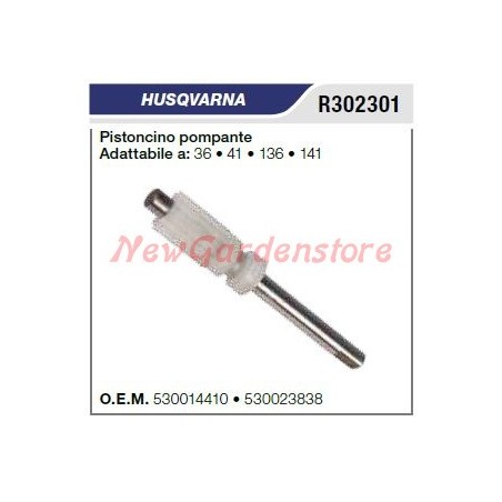 Pompe à huile à piston HUSQVARNA 36 41 136 141 R302301 | Newgardenstore.eu