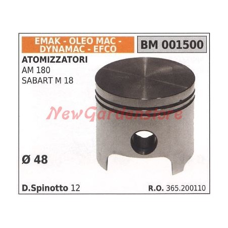 Pistón atomizador AM 180 SABART M 18 Ø 48mm EMAK 001500 | Newgardenstore.eu