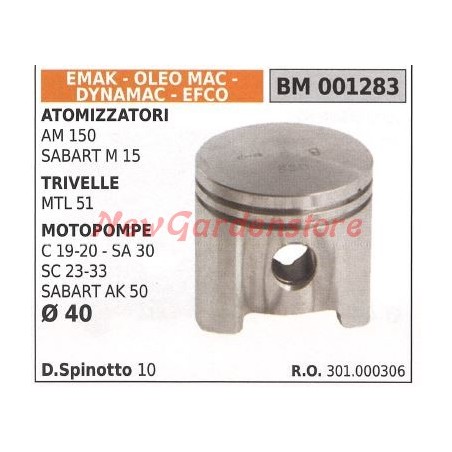 Pistón atomizador AM150 MTL51 motobomba SC 23-33 Ø 40mm EMAK 001283 | Newgardenstore.eu