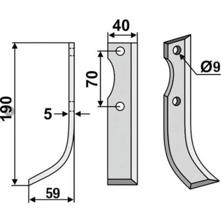 Bodenfräse Hackenblatt 350-330 350-331 dx sx GUTBROD 190mm