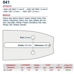 Kettensägeschiene Länge 30 cm Kette 45 Glieder 452700