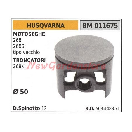 Pistón de motosierra 268 268S tipo antiguo 268K Ø 50mm HUSQVARNA 011675 | Newgardenstore.eu